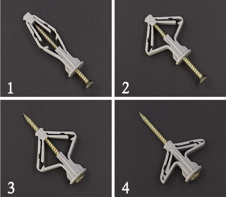 Construction Industry Drywall Wing Anchors , Plastic Screw Anchors For Concrete butterfly wall plug