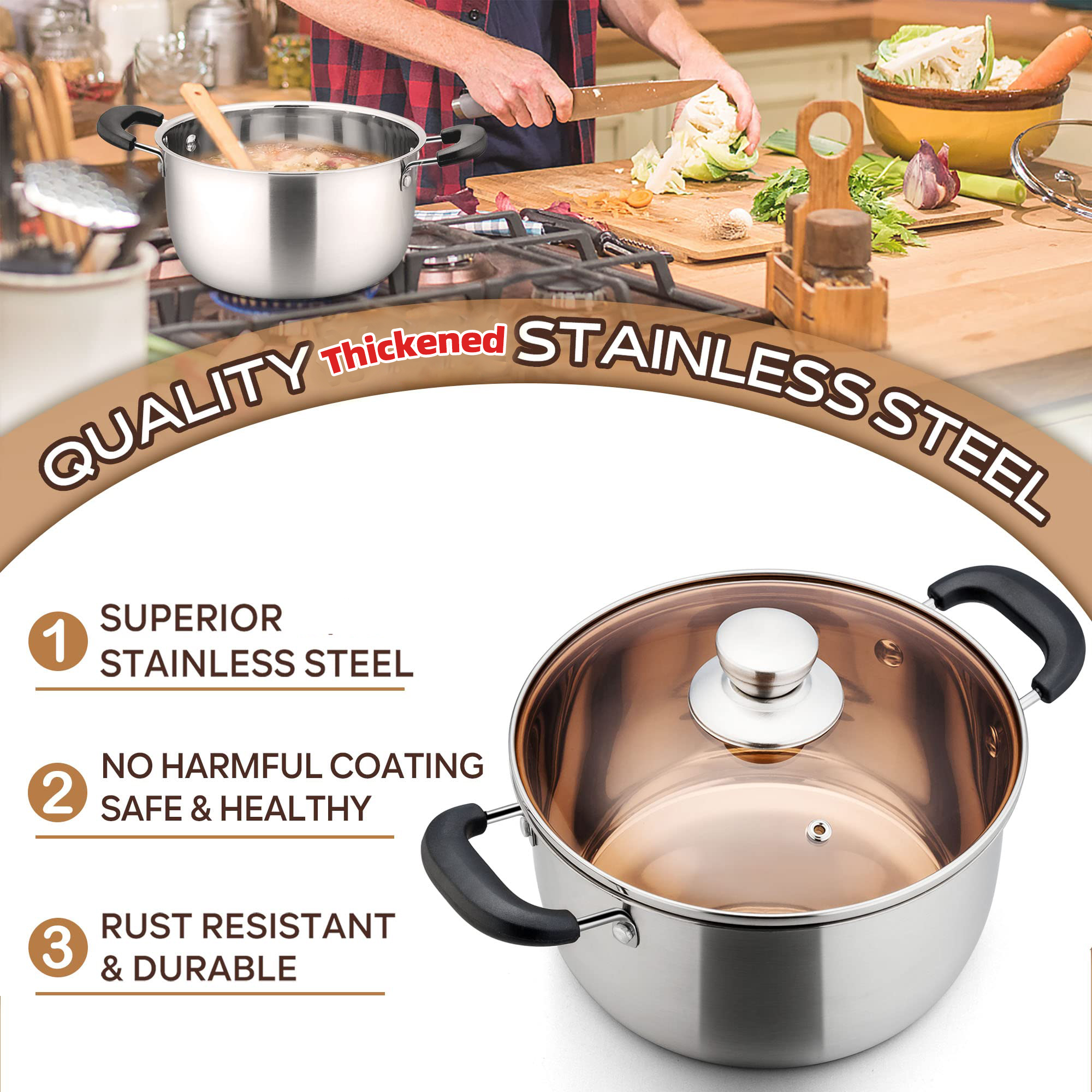 Direct Selling Restaurant Mirror Polished Cooking Soup Serving Pot Stainless Steel Stock Pot Cooking Pot