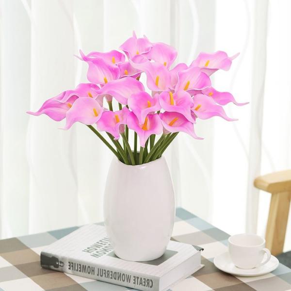 Artificial Purple White Calla Lily And Thistle Bouquet 36cm