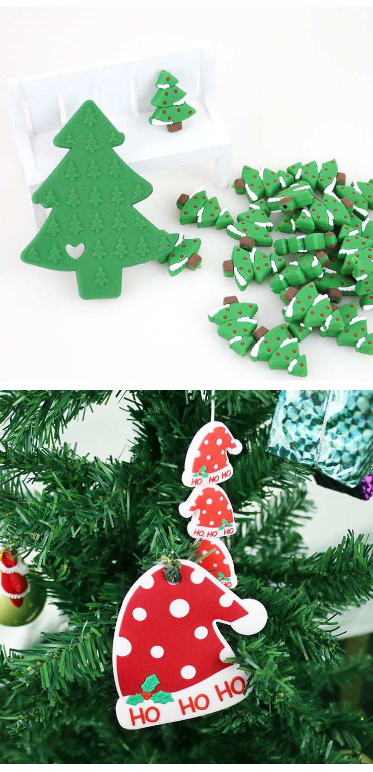 Christmas Hat Silicone Teething Bead Chewable BPA Free For Infant Baby