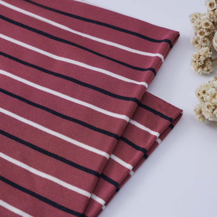 Lenjing Modal Striped Knit Fabric For Casual Wear Environmentally Friendly