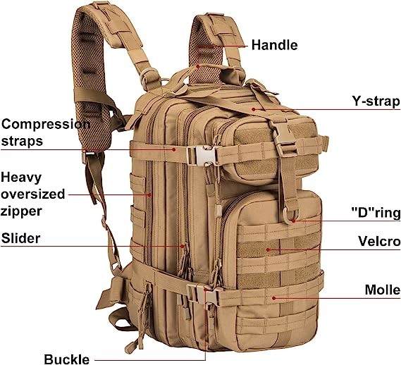 Small 30L Rucksack Military Tactical Backpack Outdoors Bug Out Bag Packable Backpack Lightweight Casual Daypack