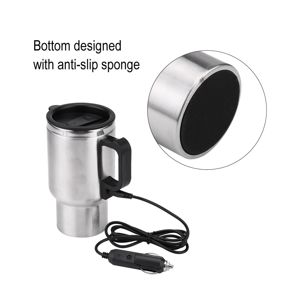 Car Heating Cup Travel Coffee Cup 12V Electric Heating Mug Stainless Steel Insulation Car Cup Charge Heat Mug