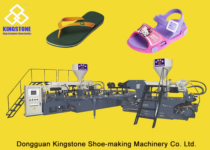 Rotary 2 Color PVC PCU Slipper Making Machine With Air Blowing System