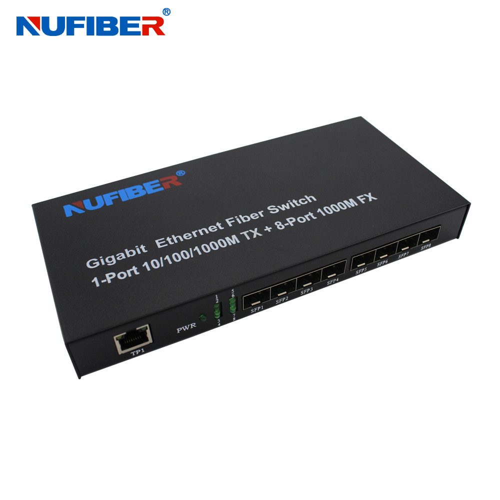 10/100/1000M 8-port SFP+1 Rj45 port Fiber Optic Ethernet Switch Media converter