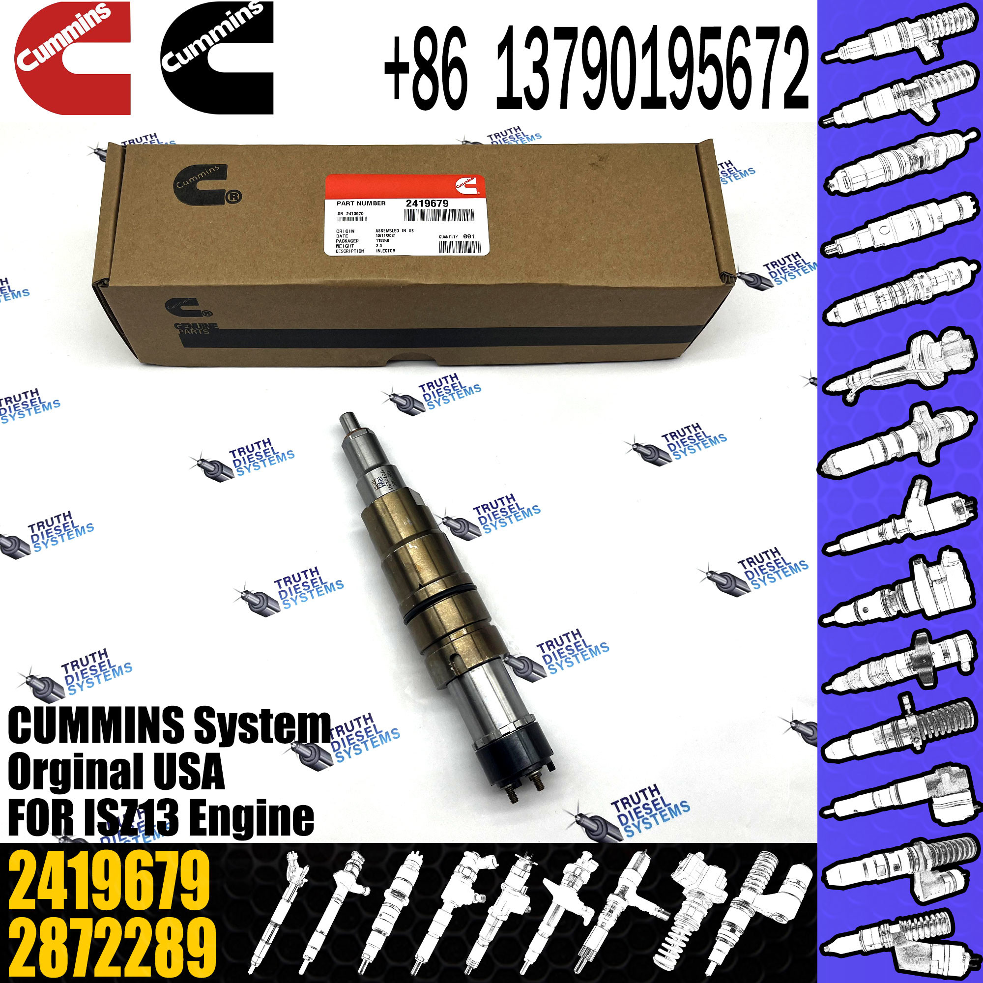 injector 1881565 common rail injector 1881565 for diesel fuel engine DC13 1933613 2057401 2058444 2419679