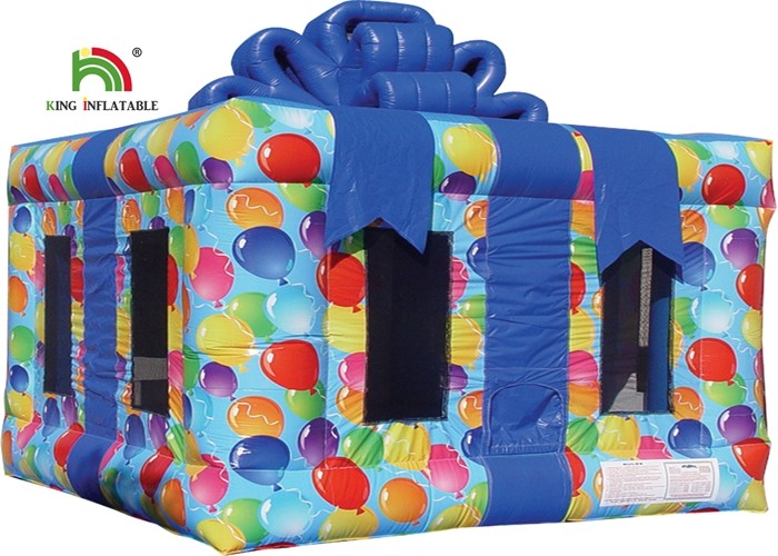 Customized Pink 4X4m Inflatable Gift Box Blow Up Jumping Castle For Party