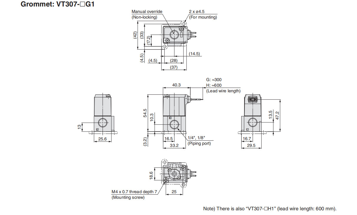 SMC VT307-5G1-01 Air Operated Solenoid Valve SS316 -10 To 50°C No Freezing