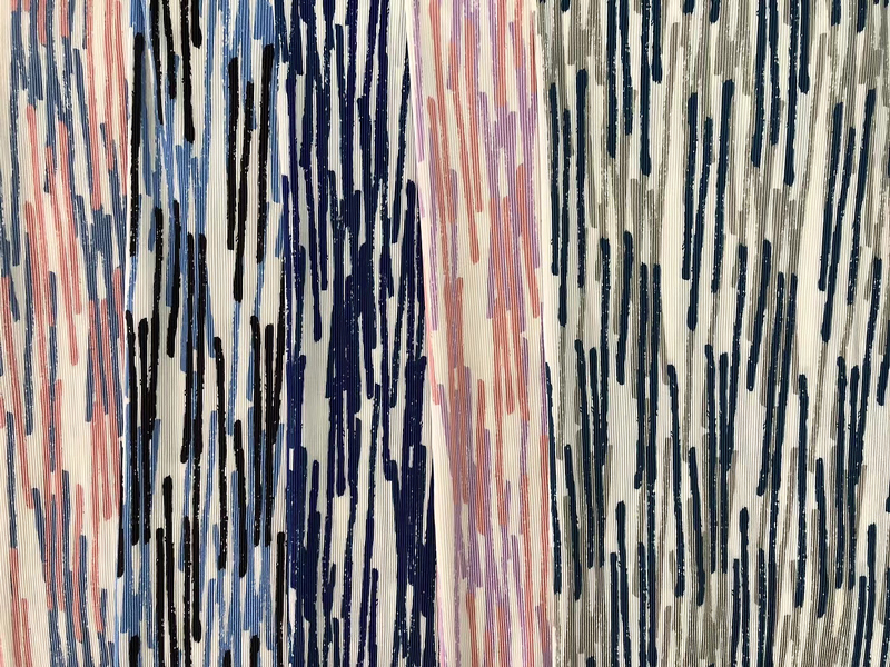 Floral Stripes Dyed Print Moss Poly Crepe Woven Fabric 60 Inch