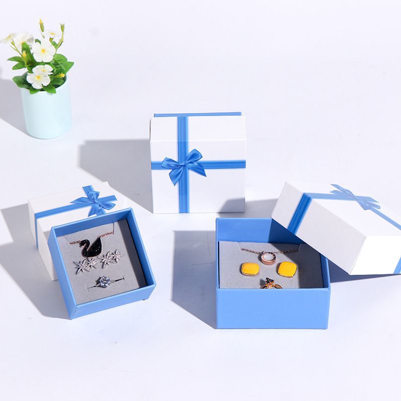 Foam Insert Lid and Base Cardboard Paper Packaging Gift Box, Luxury Ring Necklace Jewelry Box