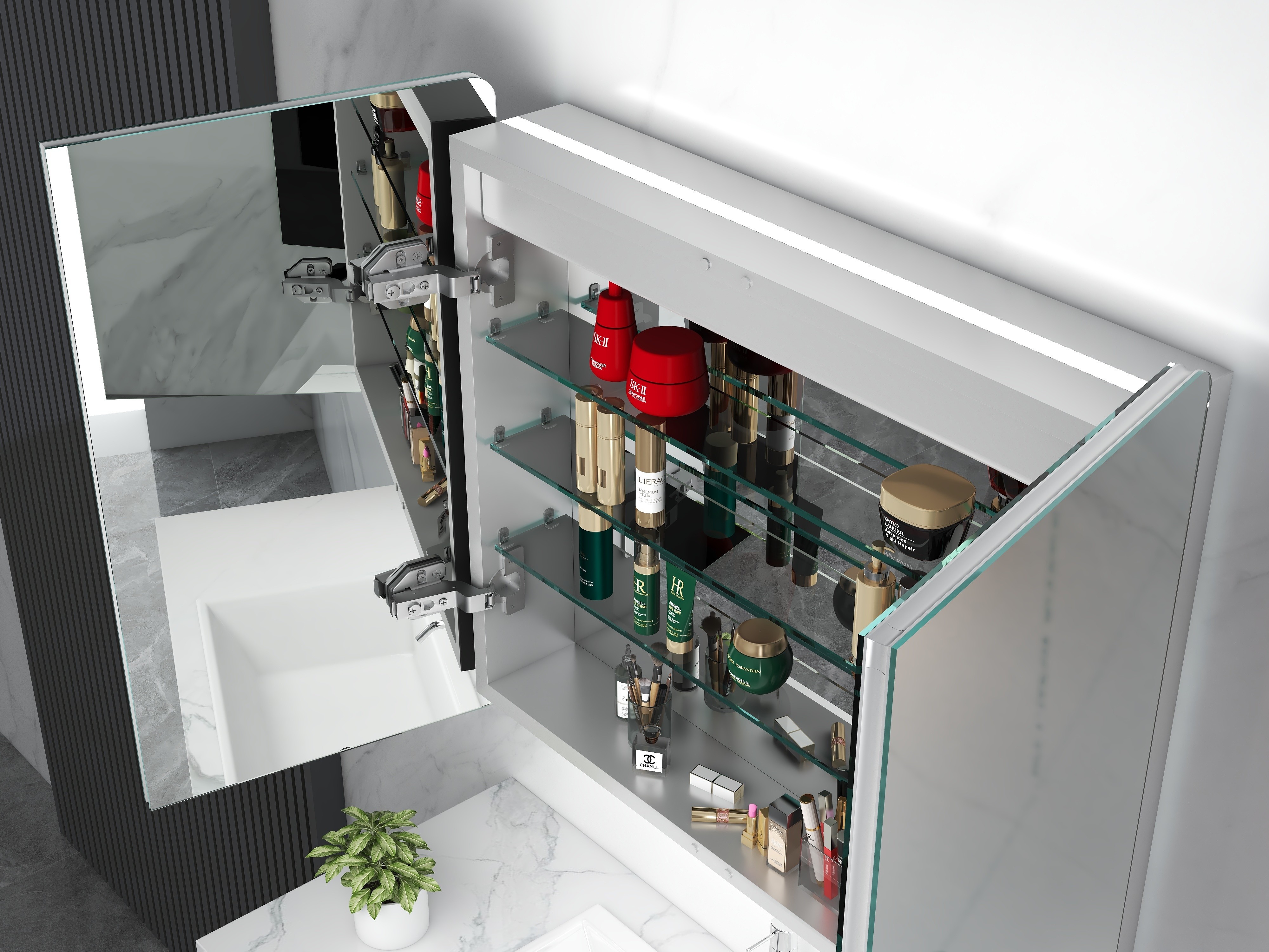 Illuminated Bathroom Mirror Cabinet Modern Stylish With Lights For Home And Hotel