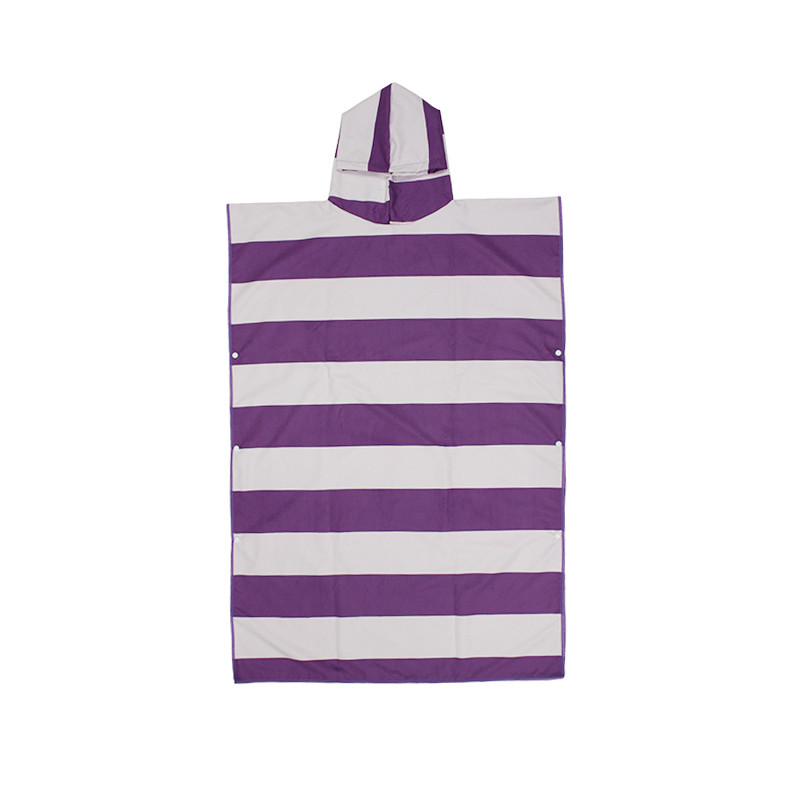 Customized Striped Microfibre Hooded Beach Towel Poncho For Kids