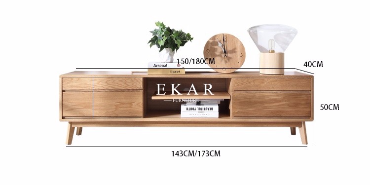 Nordic European Design Simple TV Stand Modern Oak Wood TV Cabinet