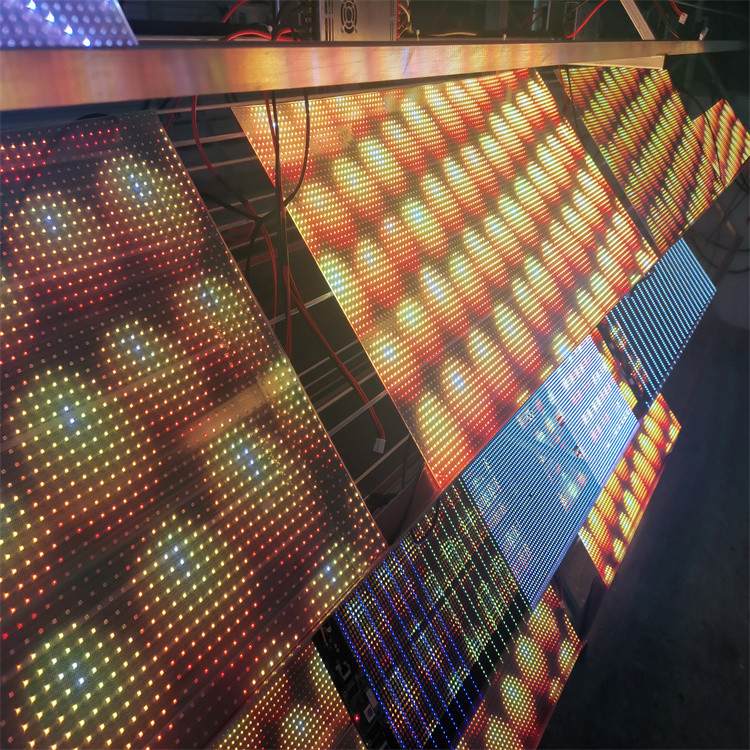 Indoor LED Transparent Film Screen Flexible Transparency P4 PET Full Color Screen for Shopping Mall Glass Showcase LED Transparent Film Screen Hanging