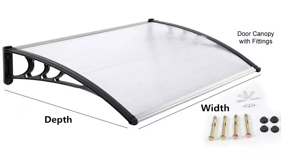 1200mm Length Window Balcony Awning with Clear Plastic and Easy Installation