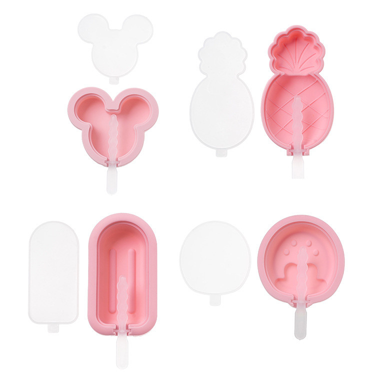 Silicone Popsicle Molds, Cute Ice Pop Molds Reusable Cake Pop Mold Set With Lid Popsicle Sticks, Easy Release BPA Free Cartoon Ice Cream Mold For Kids