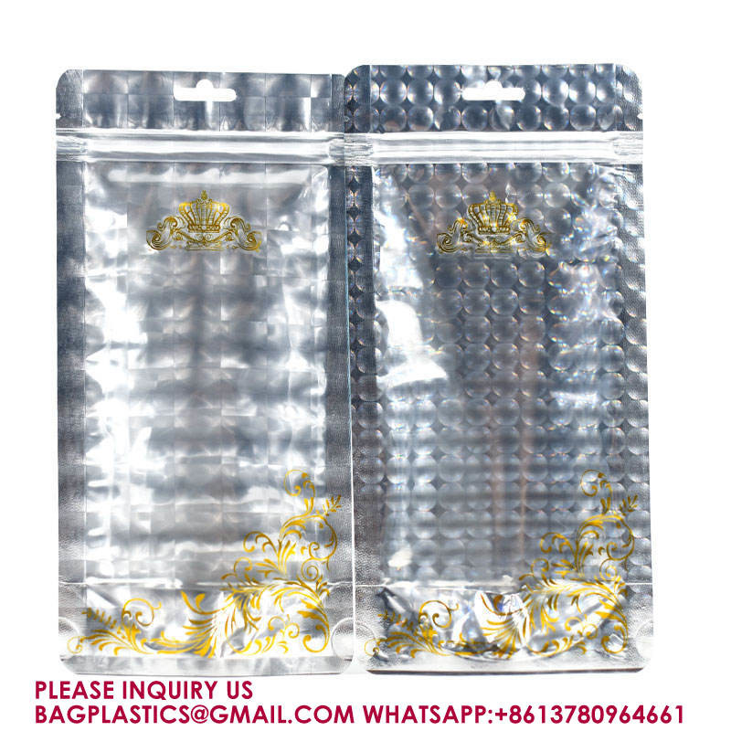 Resealable Stand Up Pouches For Long Term Storage Holographic Design Sealable Packaging