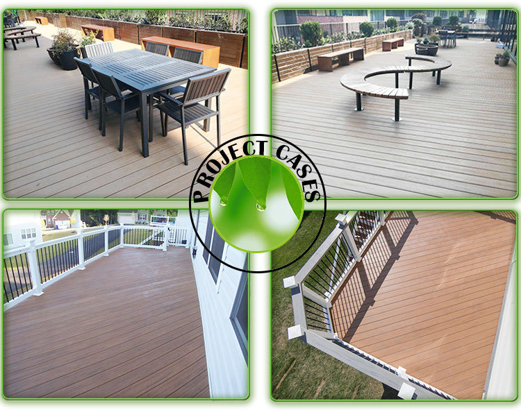 Brown Covered Elastic Plastic and PVC Core Inside Garden Solid Grooved Composite Flooring for Outdoor Balcony