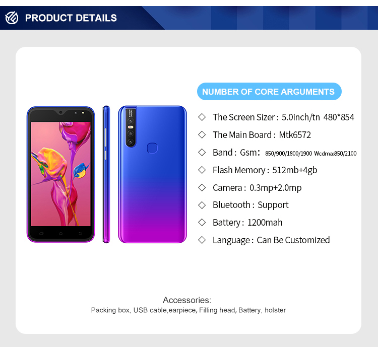 5 Inch LCD Display Fingerprint Mobile Phones Dual SIM Unlocked Android Phones