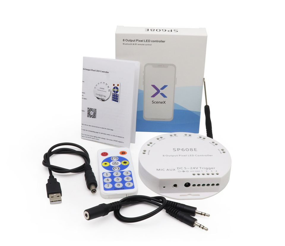 SP608E Bluetooth LED Strip Smart Controller Full Color 8CH Independent Signal