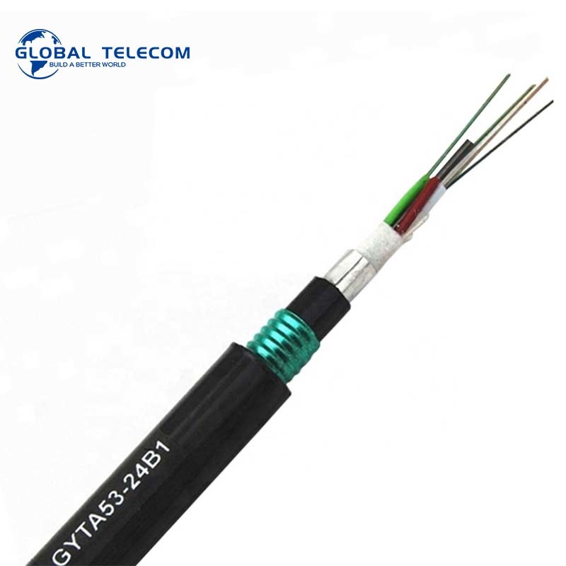 Underground G652D Single Mode Outdoor Fiber Cable Double Jacket Armored PE Sheath