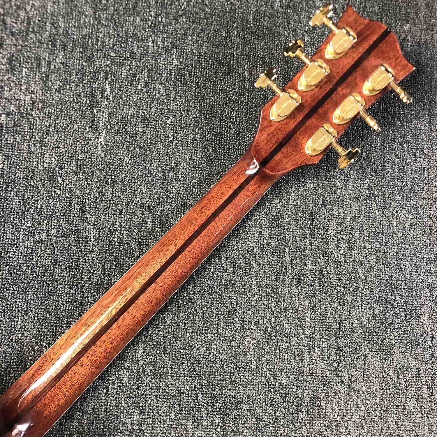 Custom 42" Deluxe AAAA All Solid Wood Real Abalone Binding Ebony Fingerboard Cocobolo Back Side SJ200 Acoustic Guitar