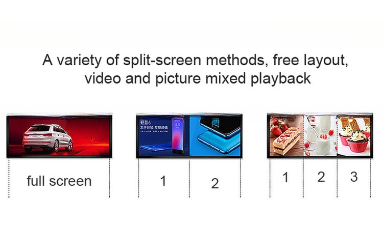 Vehicle Ultra Wide 36.6'' 37'' 28'' Bus LCD Advertising Player Wired LAN WIFI 4G