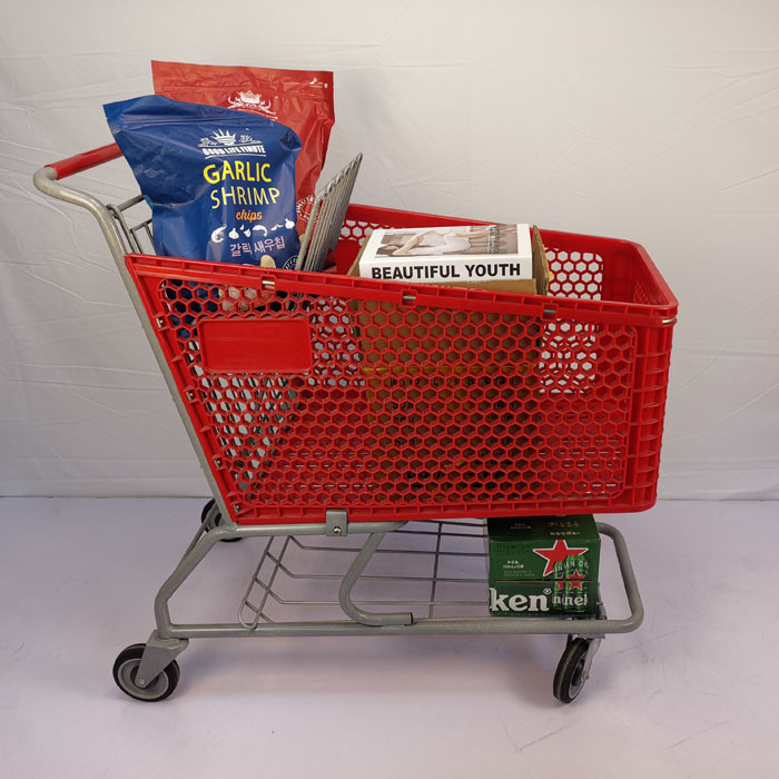 Heavy Duty 80L-200L Grocery Plastic Shopping Carts With Undercarriage