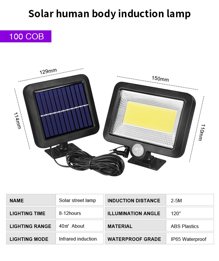 Ip65 Integrated Wall Mounted Solar Flood Light Motion Sensor 100w 200w