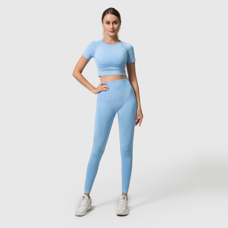 Yoga Breathable Seamless Sports Bra Leggings Stretch Fabric High Waisted Gym Leggings