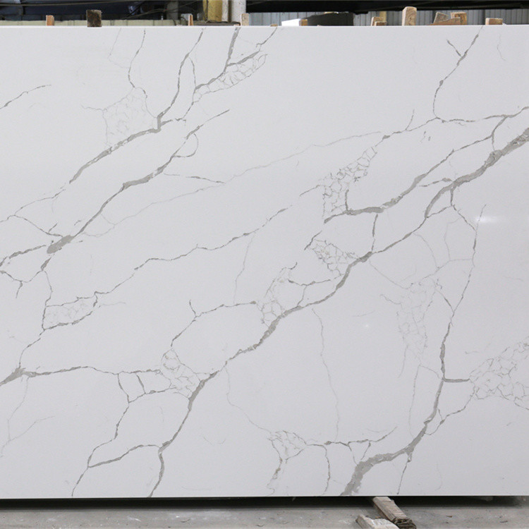 20mm Thick Calacatta Quartz Stone Slab Customized Size Polished Quartz Stones
