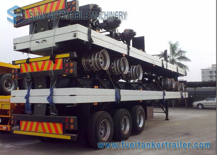 40ft Container Flatbed Semi Trailer , 3 Axles 45T Flatbed Utility Trailer
