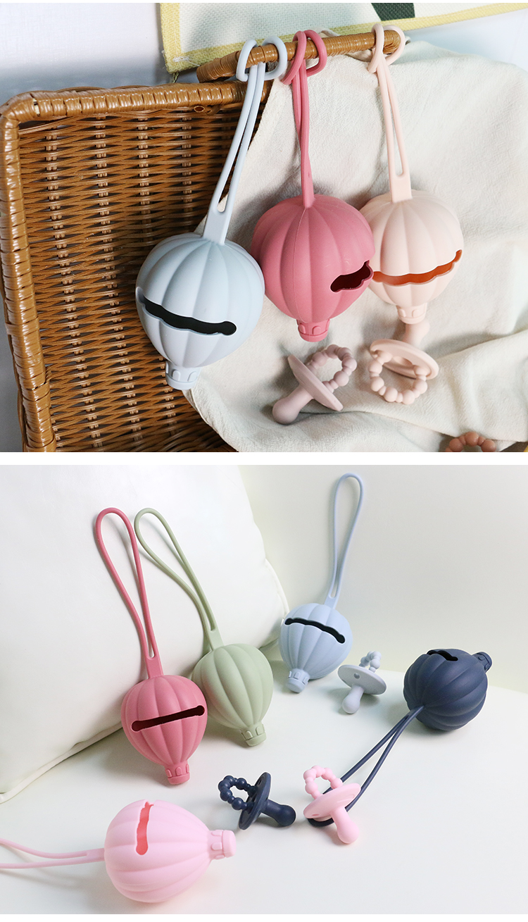 BPA Free Safe Silicone Pacifier Case Holder Hot Air Balloon Shape pacifier pouch