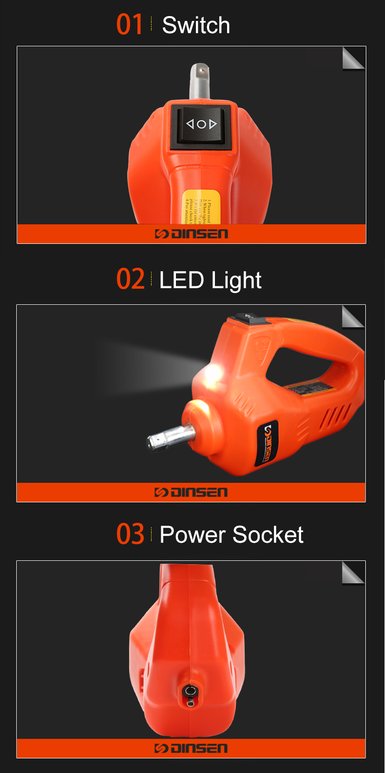 12v Corded Electric Impact Wrench 100W Rated Power With LED Light