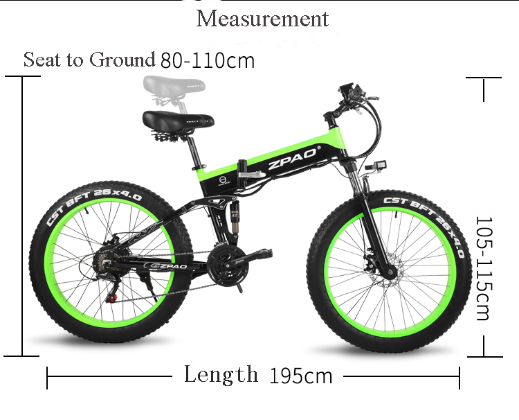 White 26"*4.0 CST Tyre Folding Electric Bike With 48V 12AH 500W Motor Big LCD E-bike