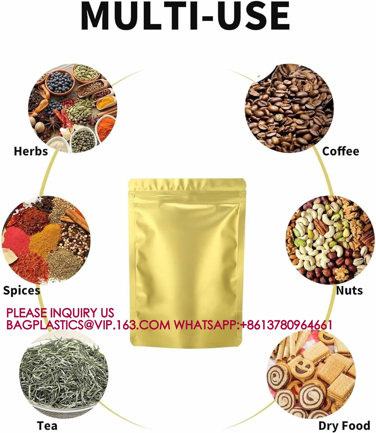 Stand Up Zipper Lock Aluminum Foil Bag, Packaging for Small Businesses, Packaging Bags