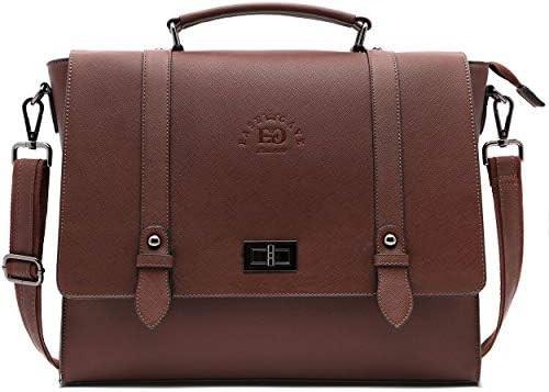 EASEGAVE WOMEN'S 17 INCH LAPTOP BRIEFCASE, VINTAGE PURPLE SAFFIANO ECO-LEATHER,