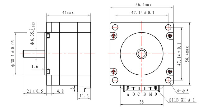 Two Phase 1.8° 57 NEMA 23 Stepper Motor 57×57×41mm 10VDC 0.32Nm For SMALL CNC