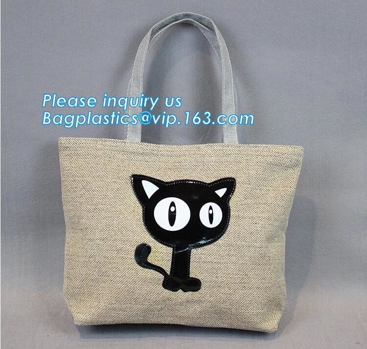Natural Burlap Tote Shopping Bags Reusable Jute Bags with Full Gusset with Handles Laminated Interior tote shopper pack