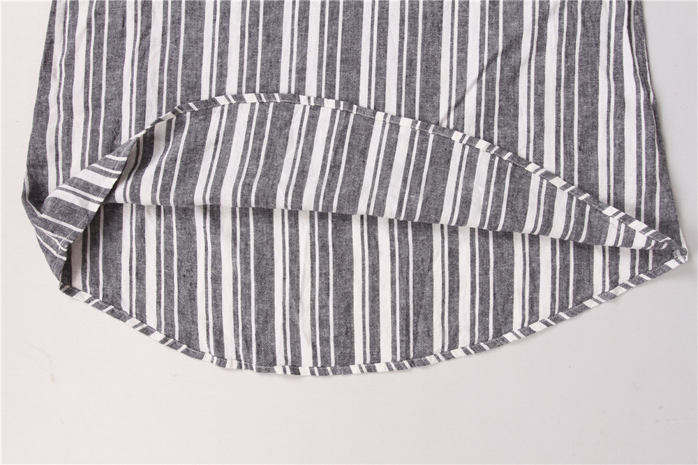 Summer Vertical Striped Women'S V Neck Vest 55% Linen 45% Rayon