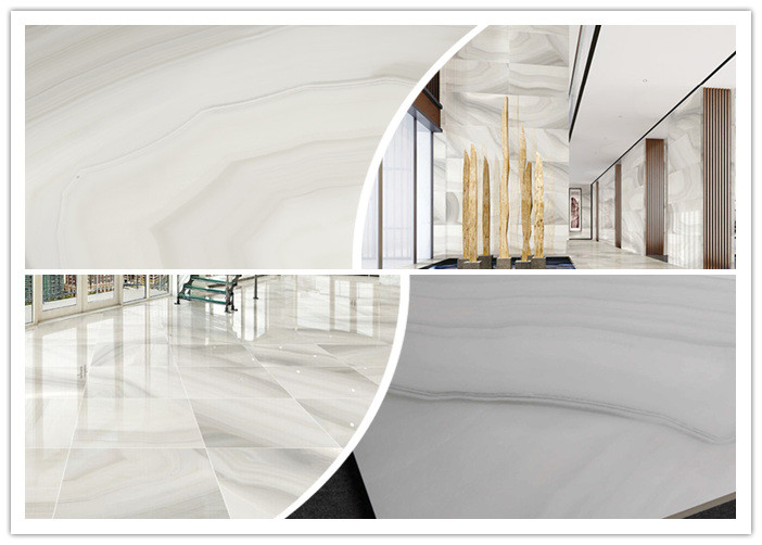 Glazed Digital Polished Porcelain Floor Tiles / Classic Marble Beige Porcelain Tile