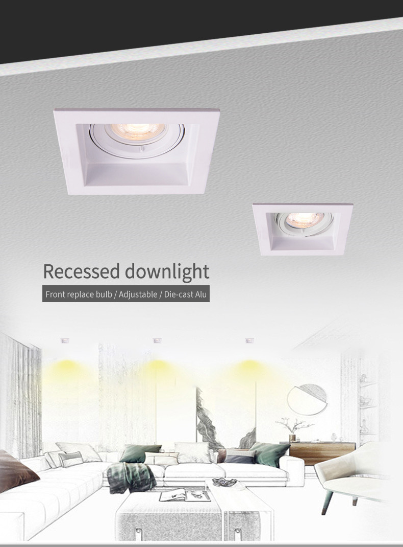 Living Room Square Recessed LED Downlights 100mm 50 Watt