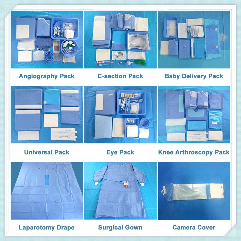 CE ISO13485 Sterile Blue Nonwoven Surgical Gown Pack Supplier For Operation Room