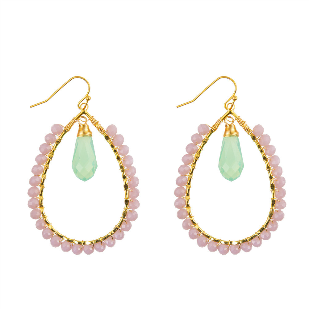 Grape Seeds Drop Shaped Handmade Beads Earring Multi Colors