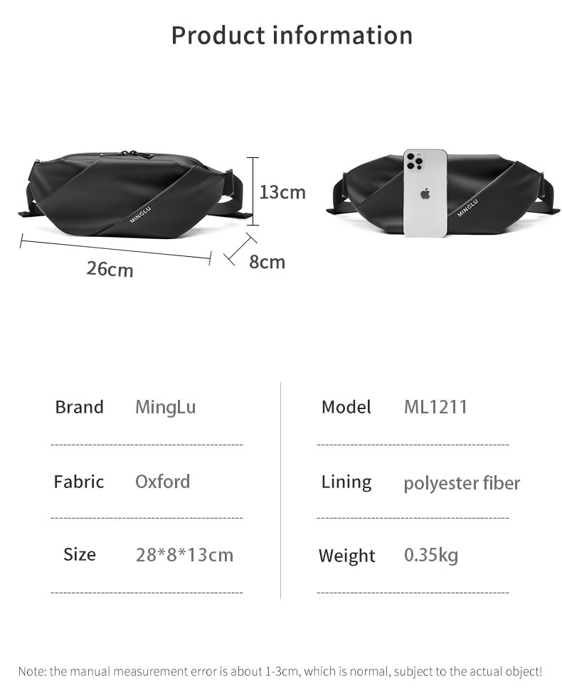 Durable Korean Style Stylish Mens Sling Bag Accept Customized Logo