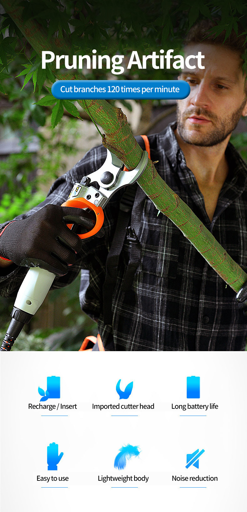 36V Lithium Battery Electric Pruning Scissors Charging Garden Bypass Pruning Shears From Swansoft