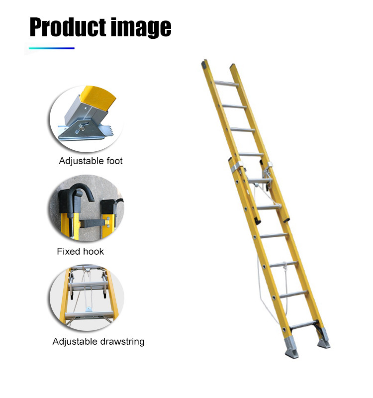 2 Sections Fiberglass Extension Ladder For Line Construction 1.9g/Cm3 Density