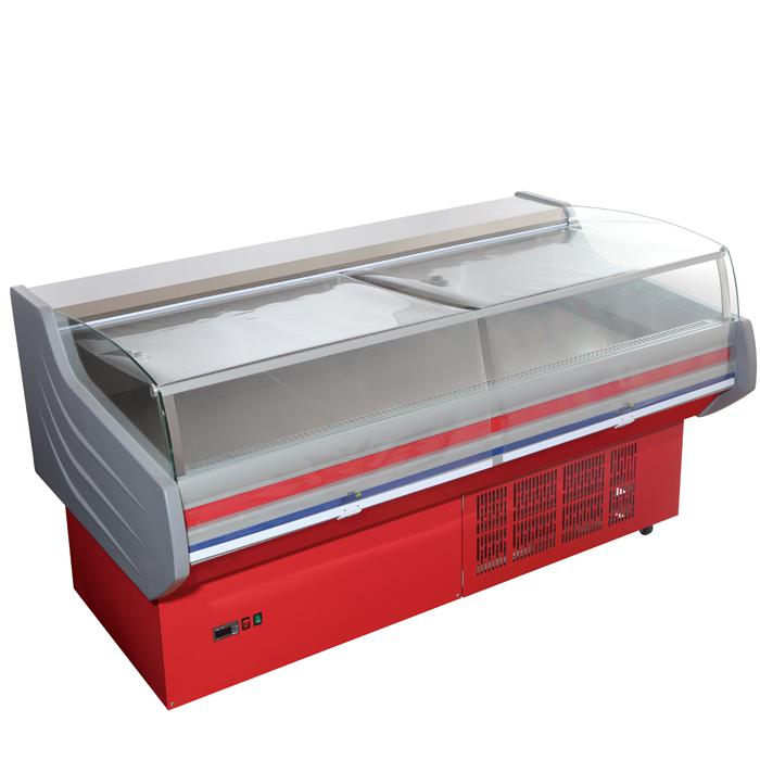 Low Energy Lighting Meat Shop Food Display Refrigerator Open Display Cooler