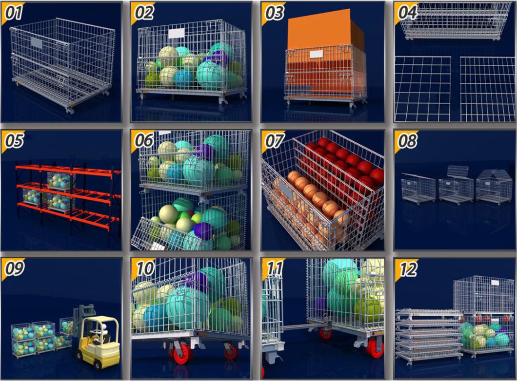 Warehouse Storage Pallet Cage Stackable Wire Mesh Metal Container