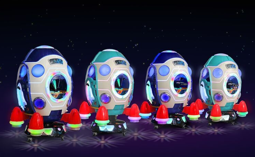 Dreamland New Coin Operated Children Rotating Kiddie Rides Happy Elevating Spacecraft Game Machine